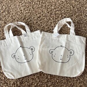 NWT babyGap Two Cute Cotton Print Kids Tote Bags- Cream